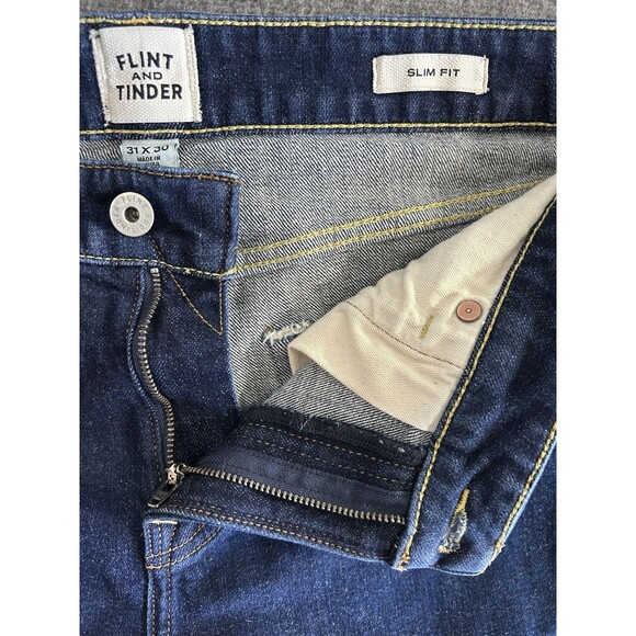 Flint And Tinder Selvedge Jeans Men's Sz 31x30 Slim Fit Dark Wash Huckleberry - Picture 5 of 14